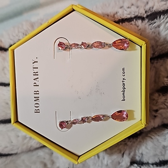 Bomb Party Jewelry - Nwt bomb party pink tourmaline earrings. Drops of sparkle.